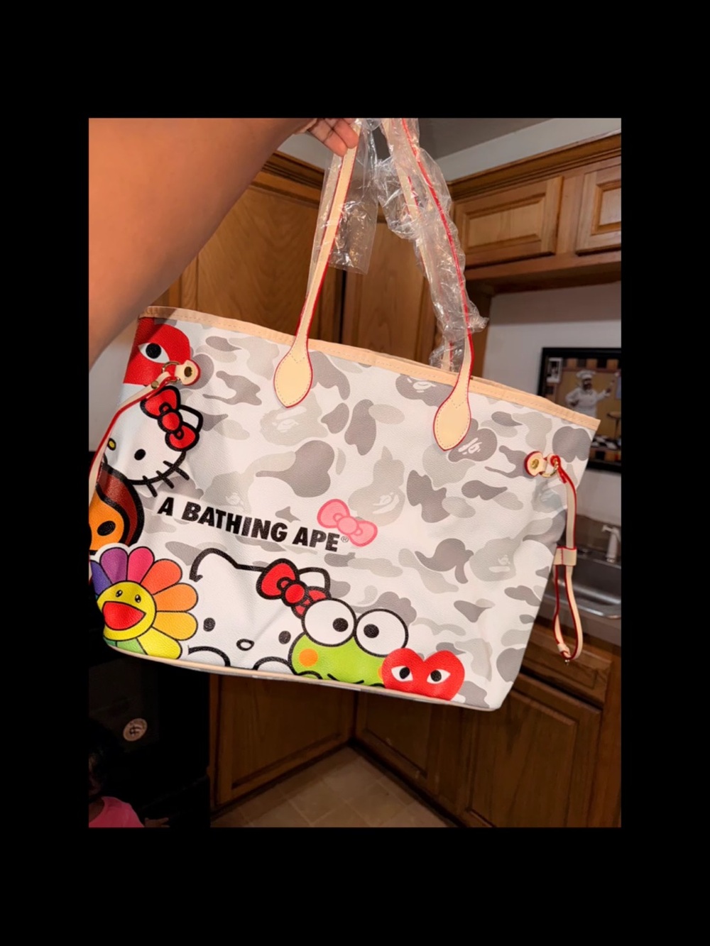 Hello Kitty Grey Camo Tote Bag